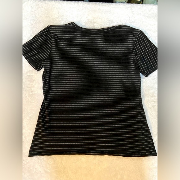 H&M Juniors Girls Black and White Striped Crew Neck Short Sleeve Tee T-Shirt - Picture 3 of 6